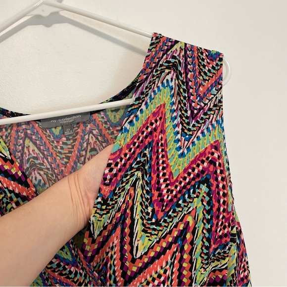 NY COLLECTION Plus Size Multicolor Sleeveless Maxi Dress Rainbow Chevron Stripe - Picture 7 of 15